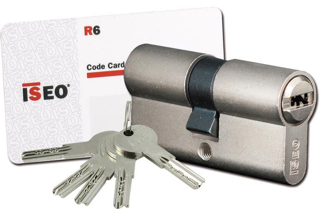 Cylindre ISR6 double 30 x 50 mm laiton 5 clés + carte - ISEO