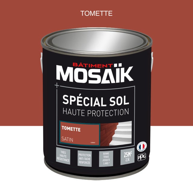 Peinture sol alkyde intérieur extérieur satin rouge tomette 2,5 L - MOSAIK