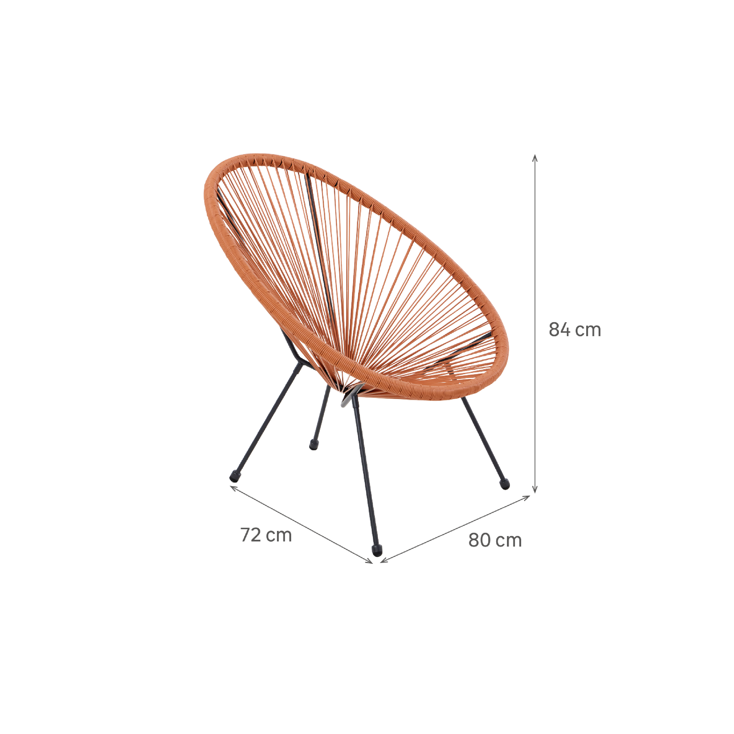Fauteuil de jardin ACAPULCO en acier et résine terracotta - 3