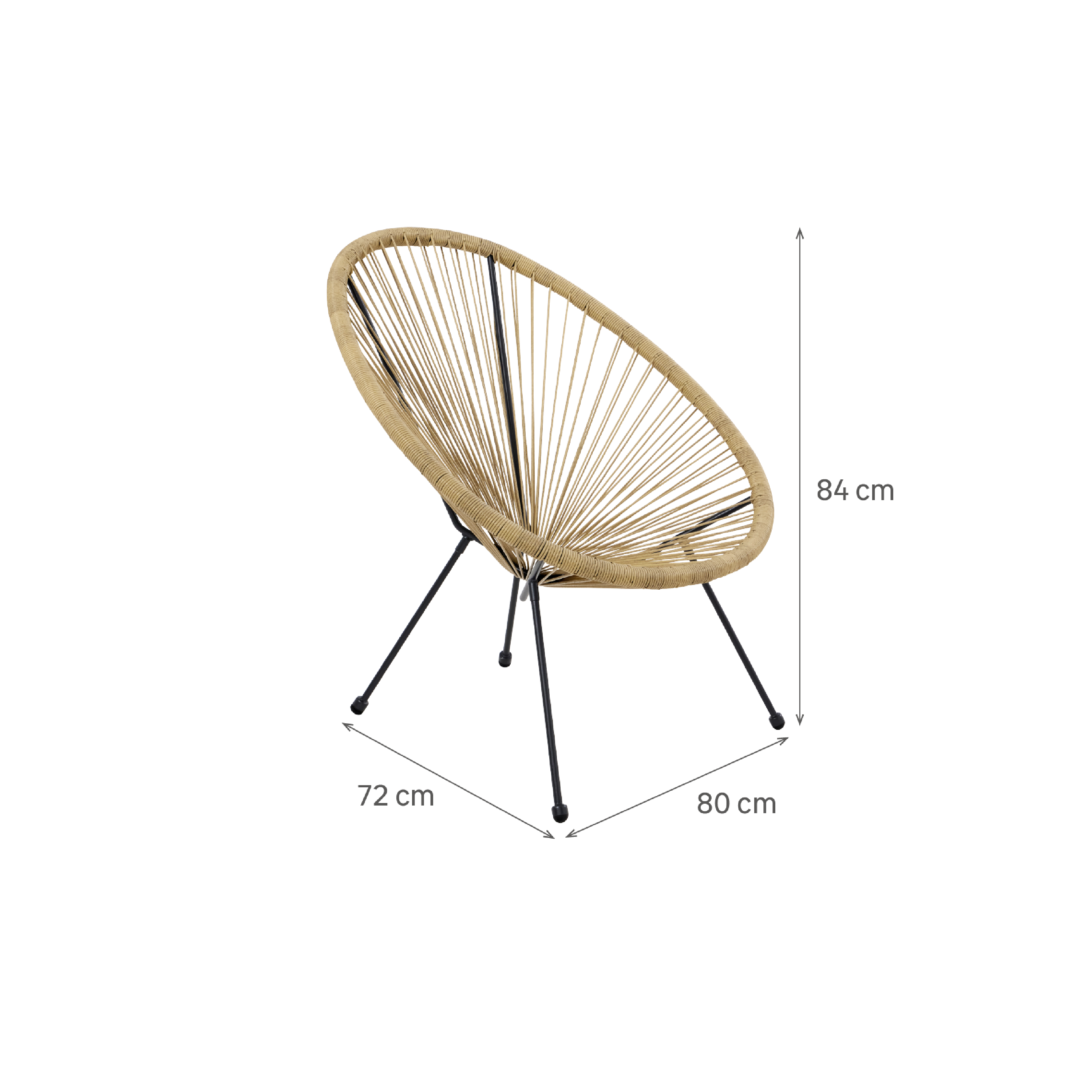 Fauteuil de jardin ACAPULCO en acier et résine effet naturel - 4