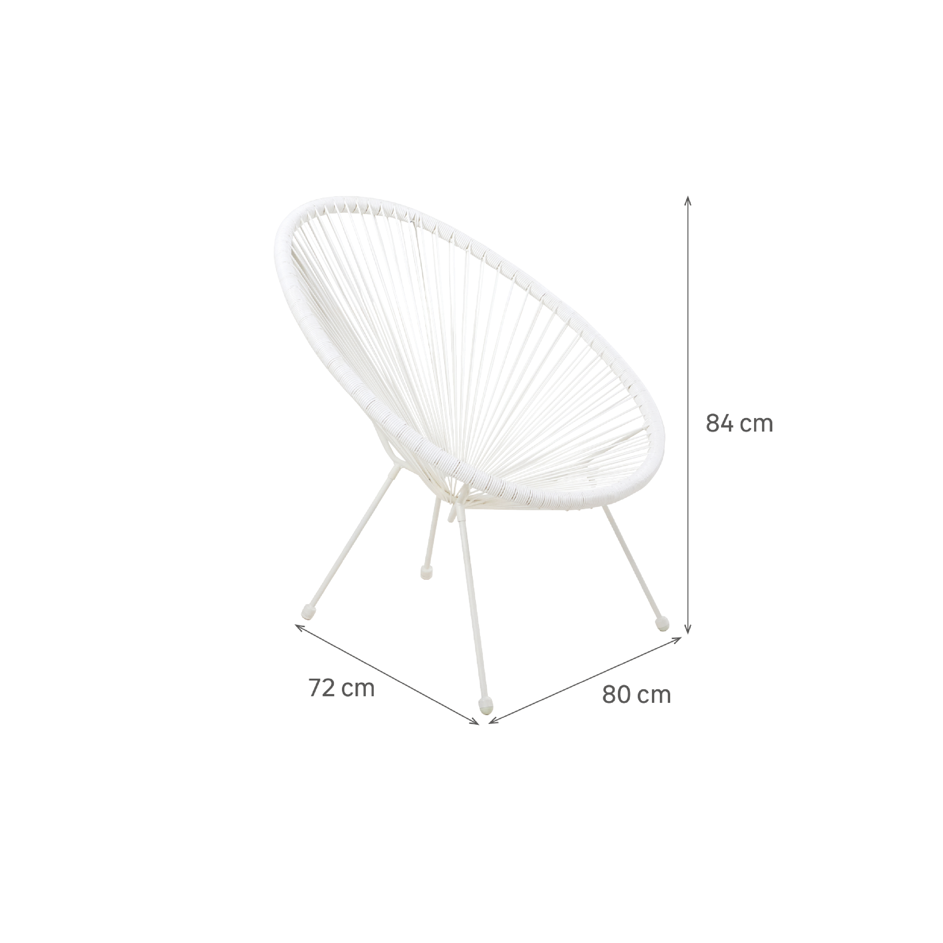 Fauteuil de jardin ACAPULCO en acier et résine blanc - 3