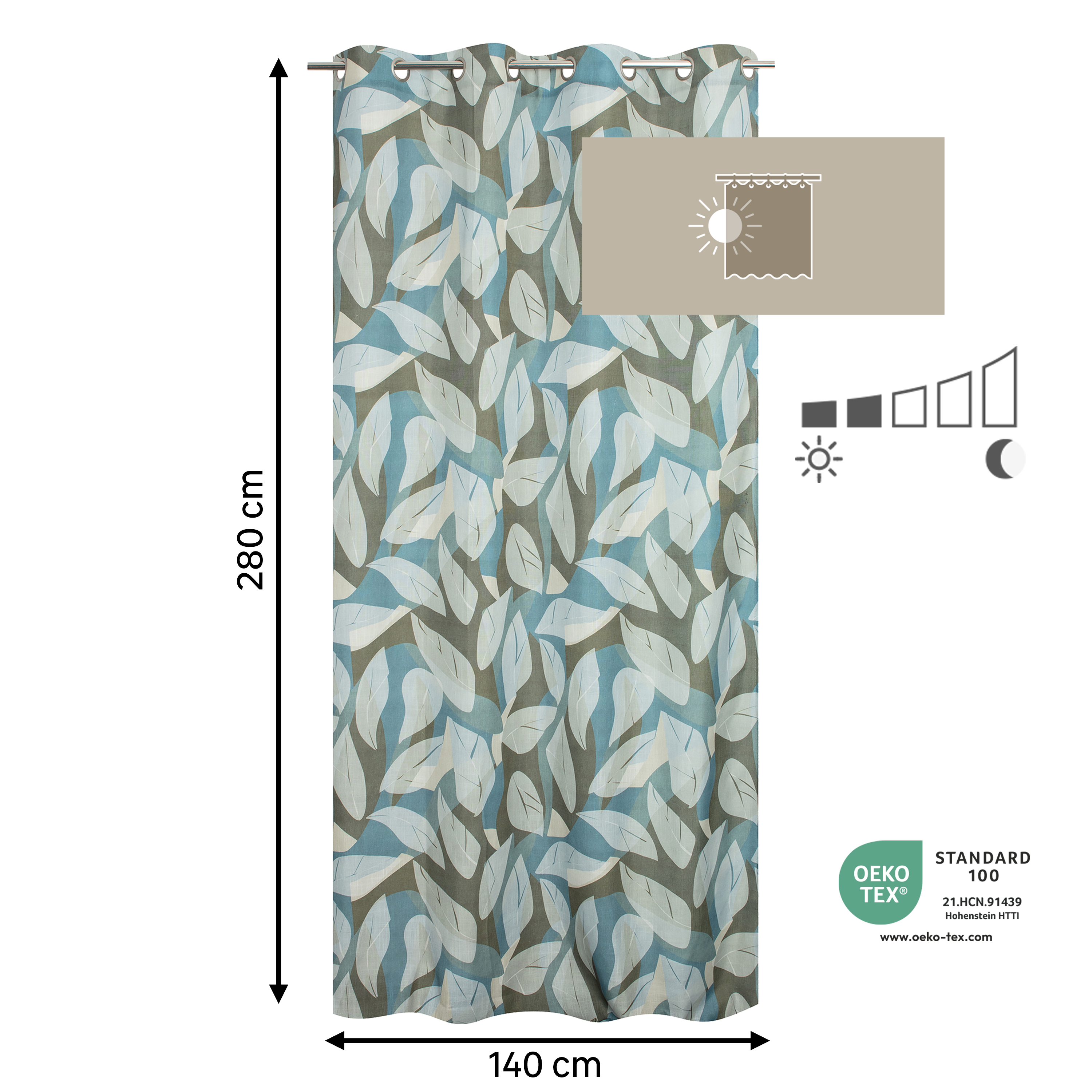 Tenda INSPIRE Toena blu, occhiello 140x280 cm - 2