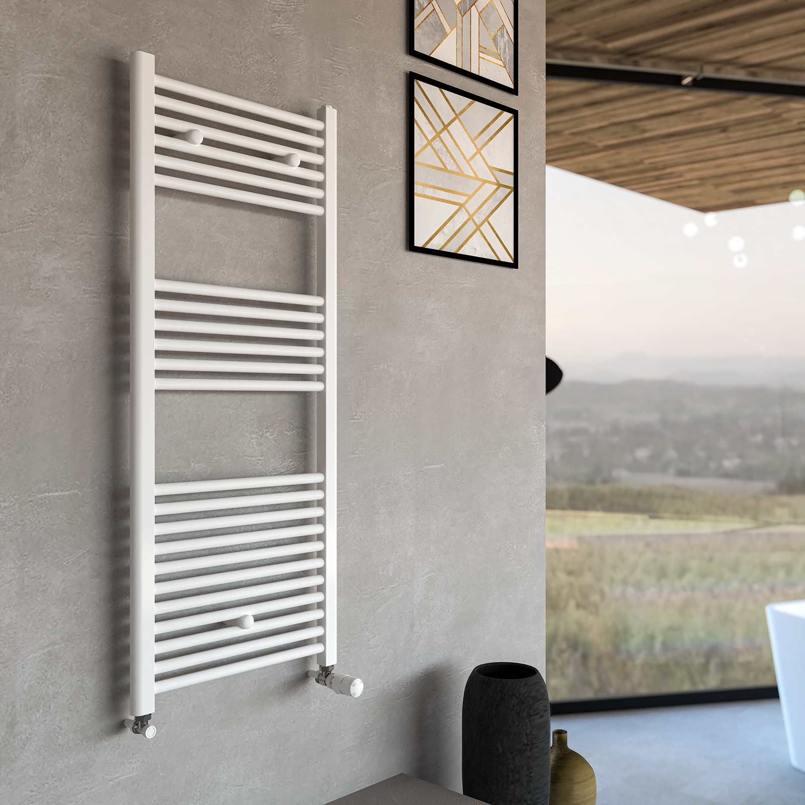 Scaldasalviette ad acqua calda EQUATION OPERA bianco interasse 450 mm, L 50 x H 120 cm - 2