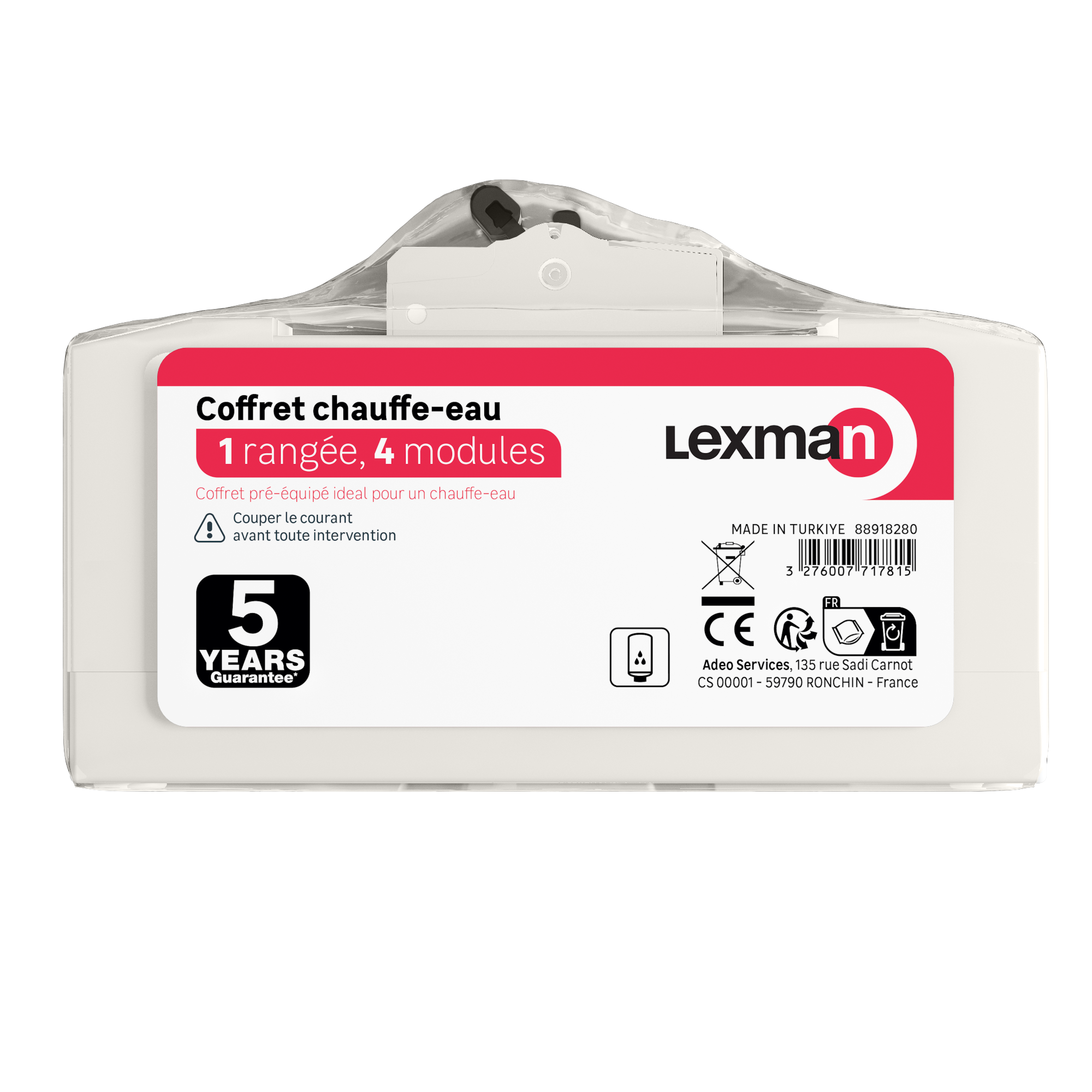 Tableau chauffe-eau pré équipé LEXMAN 1 rangée 4 modules - 4