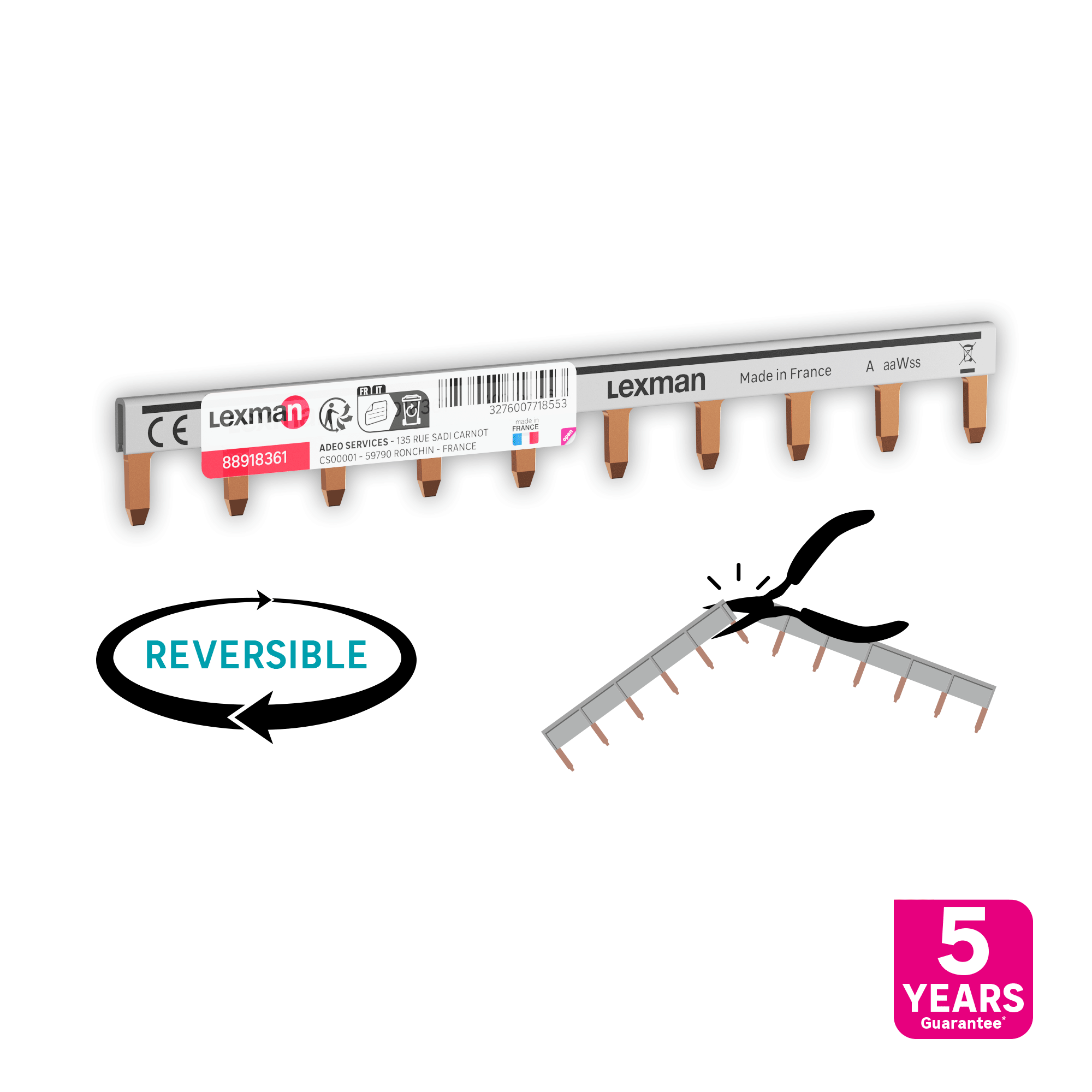 Pente Fase Neutro 10 modulos LEXMAN - 5