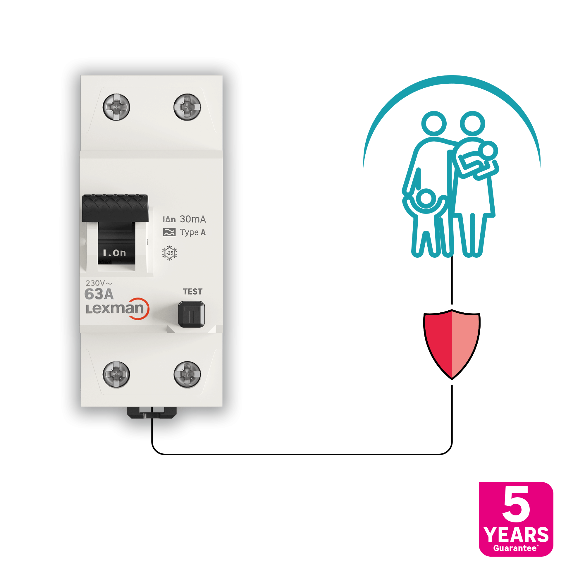 Interrupteur différentiel LEXMAN, 30 mA 63 A type A - 4