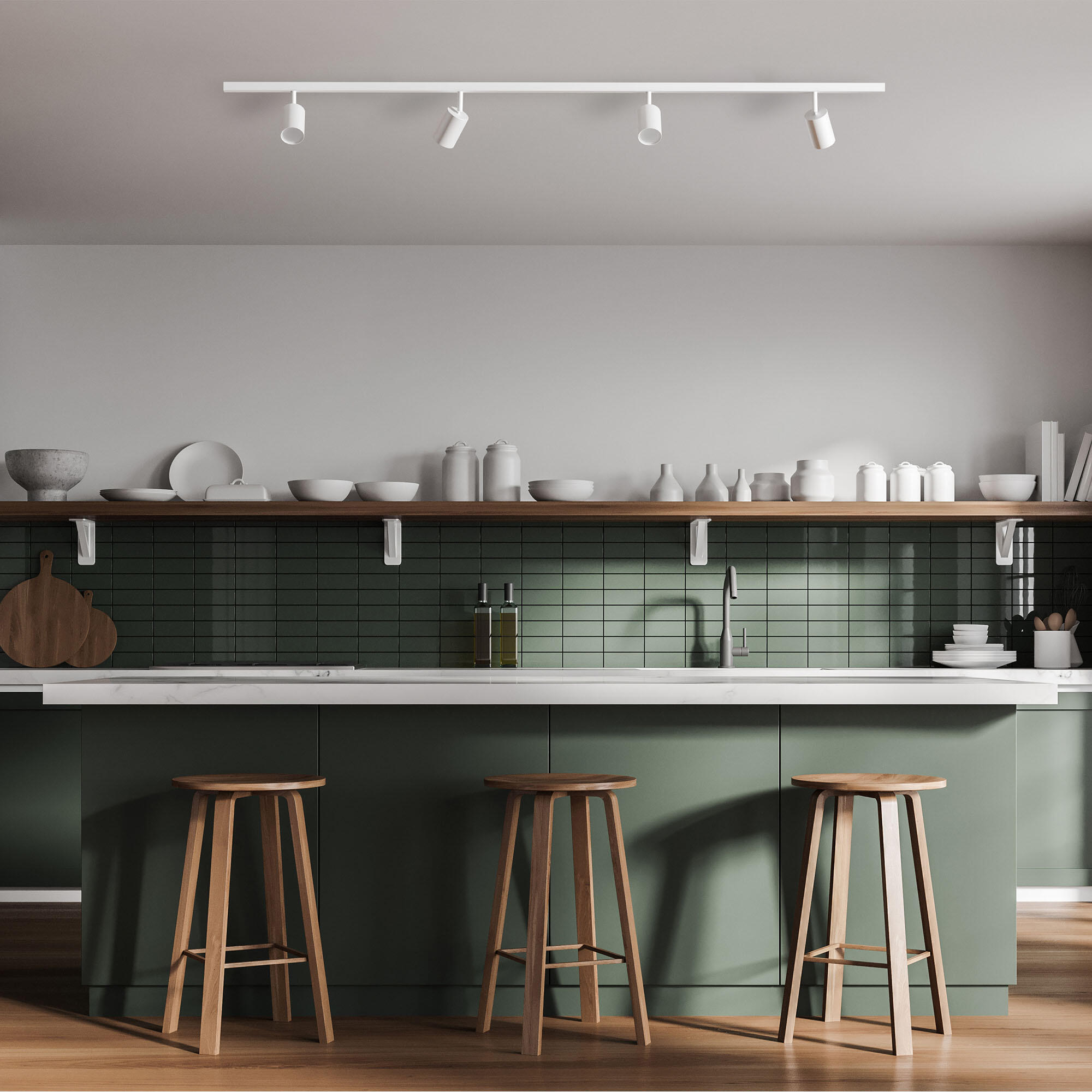 Kit rails, 4 x GU10, aluminium blanc, 2 x 70cm, Dataka, INSPIRE - 5