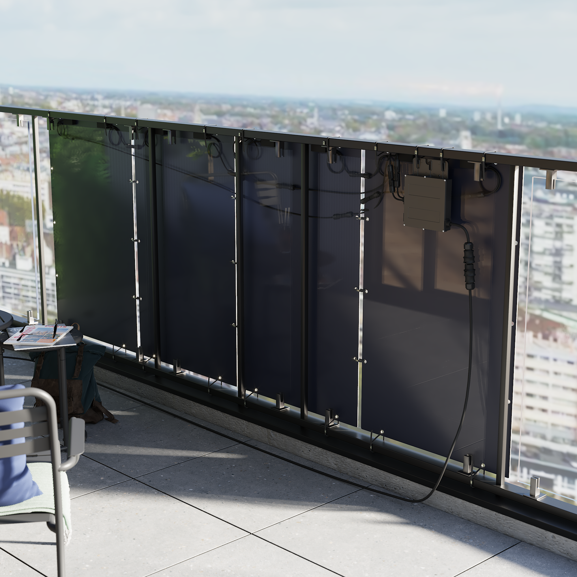 Kit pannello solare plug&play grid-connected LEXMAN, 4 pannelli monocristallino da 110 W con microinverter da balcone - 4