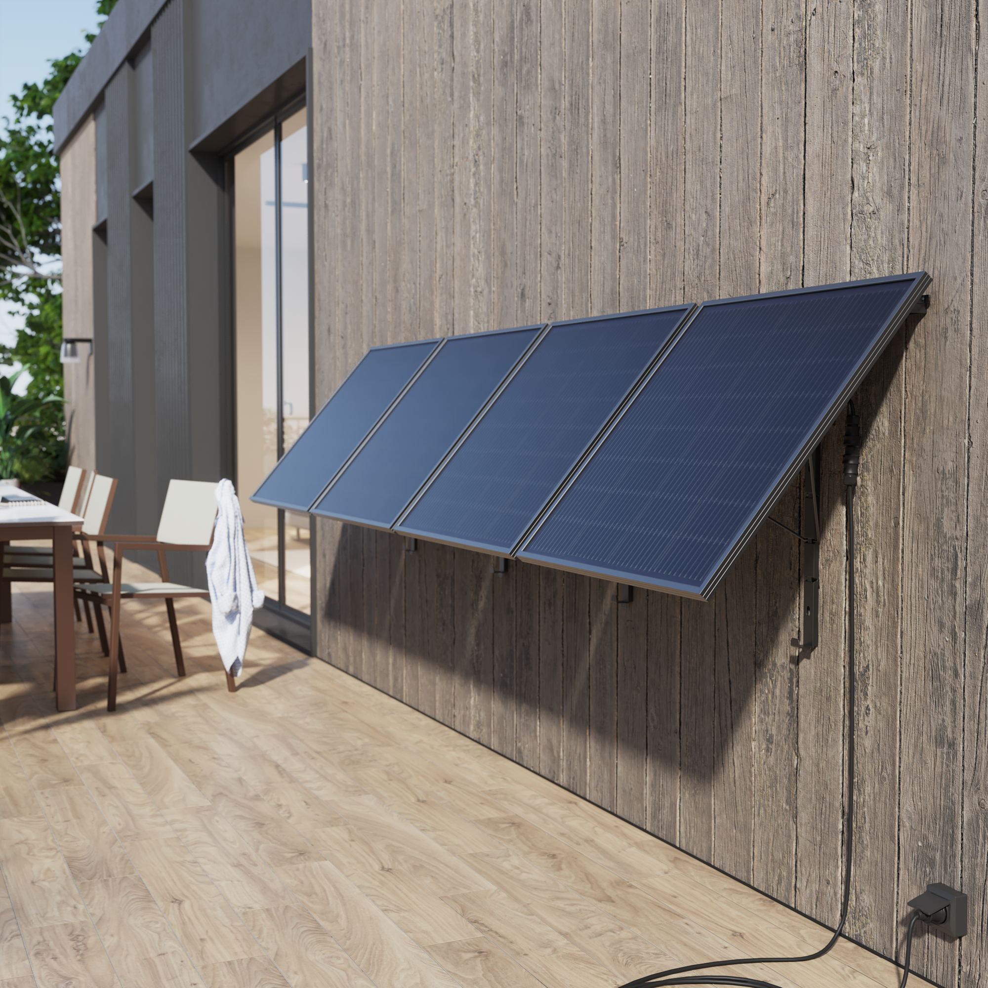Kit fotovoltaico LEXMAN (4 painéis rígidos) para fixação no solo/parede 440W - 4