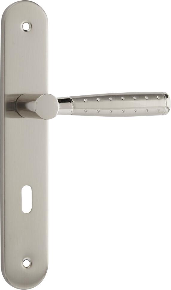 Poignée de porte sur plaque nickelé entraxe 195 mm Clé en en L NATHAN x2 - CHAINEY 