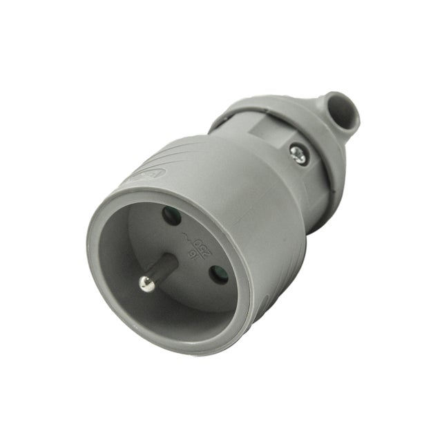 FICHE FEMELLE 2P+T 16A avec anneau GRIS