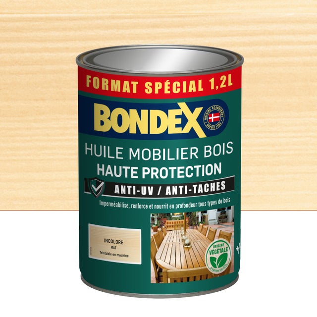 Huile mobilier de jardin bois haute protection incolore 1,2 L - BONDEX