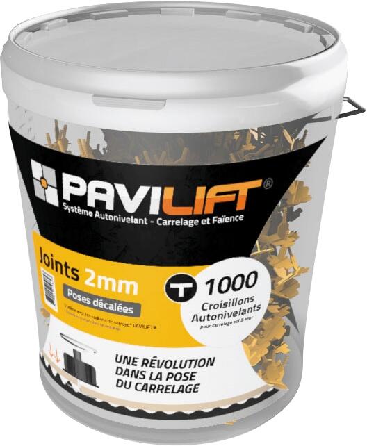 Croisillons autonivelants à vis pour carrelage Ep.2 mm En T - PAVILIFT (seau de 1000)