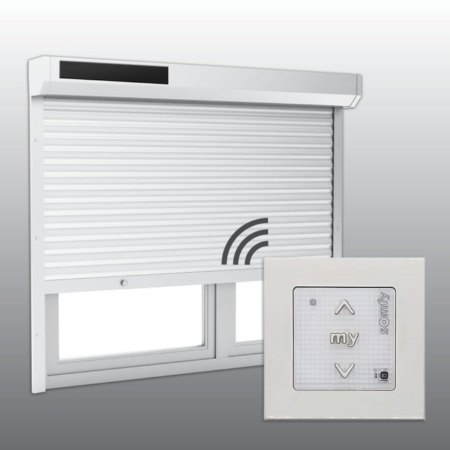 VOLET ROULANT SOLAIRE EN ALUMINIUM BLANC H155XL120CM
