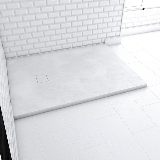 Receveur de douche extra-plat L.120 x l.80 cm Ep.2,6 cm résine blanc - AURLANE Stone 2