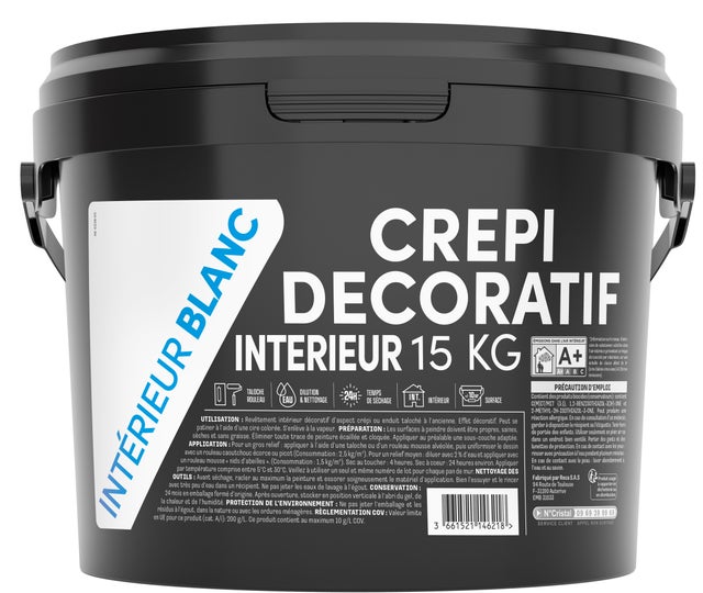 Crépi décoratif intérieur blanc 15 Kg