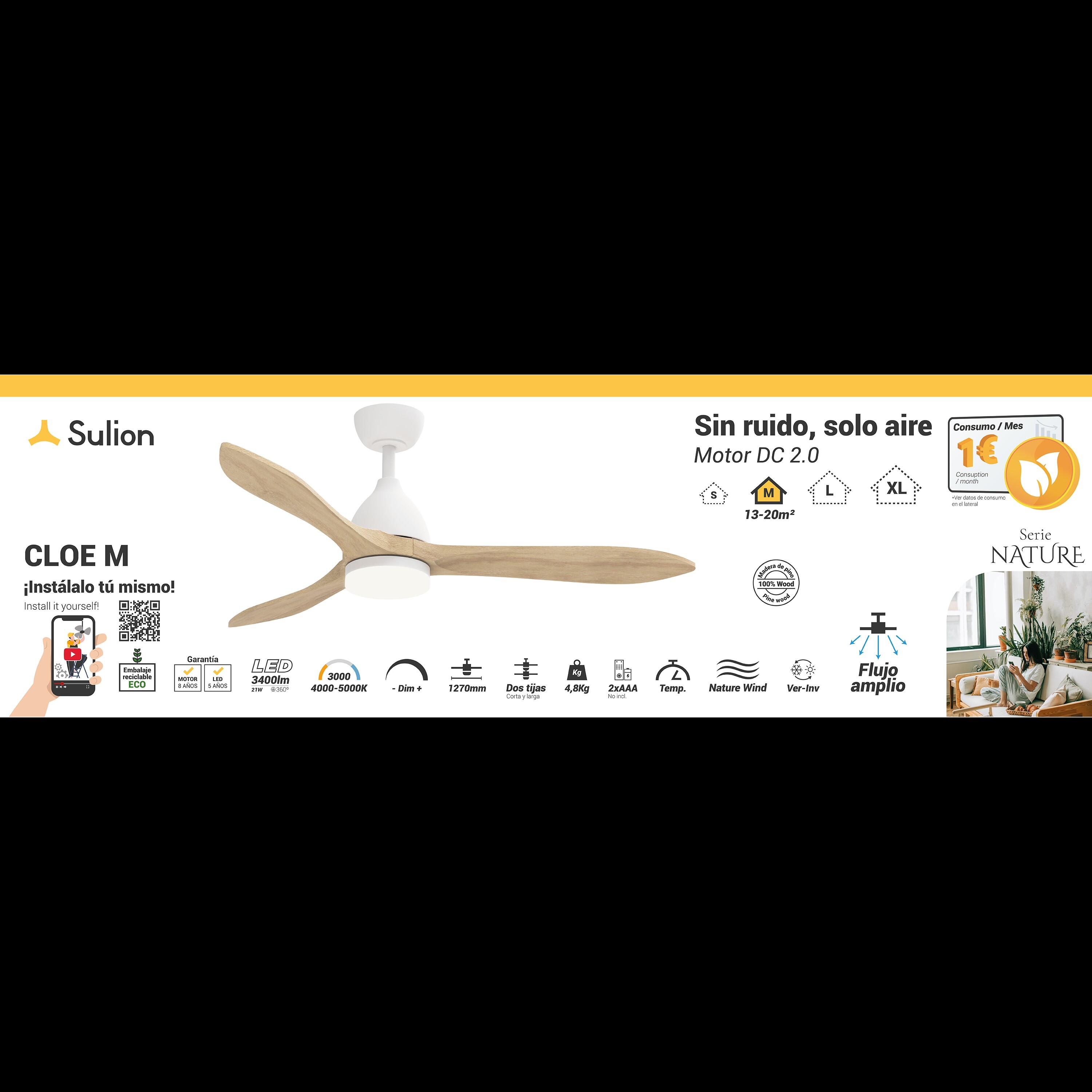 Ventilateur de plafond LED, Cloé, D127cm, SULION, bois - 4