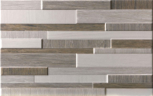Carrelage mural intérieur décor effet bois l.25 x L.40 cm - Brick Gris