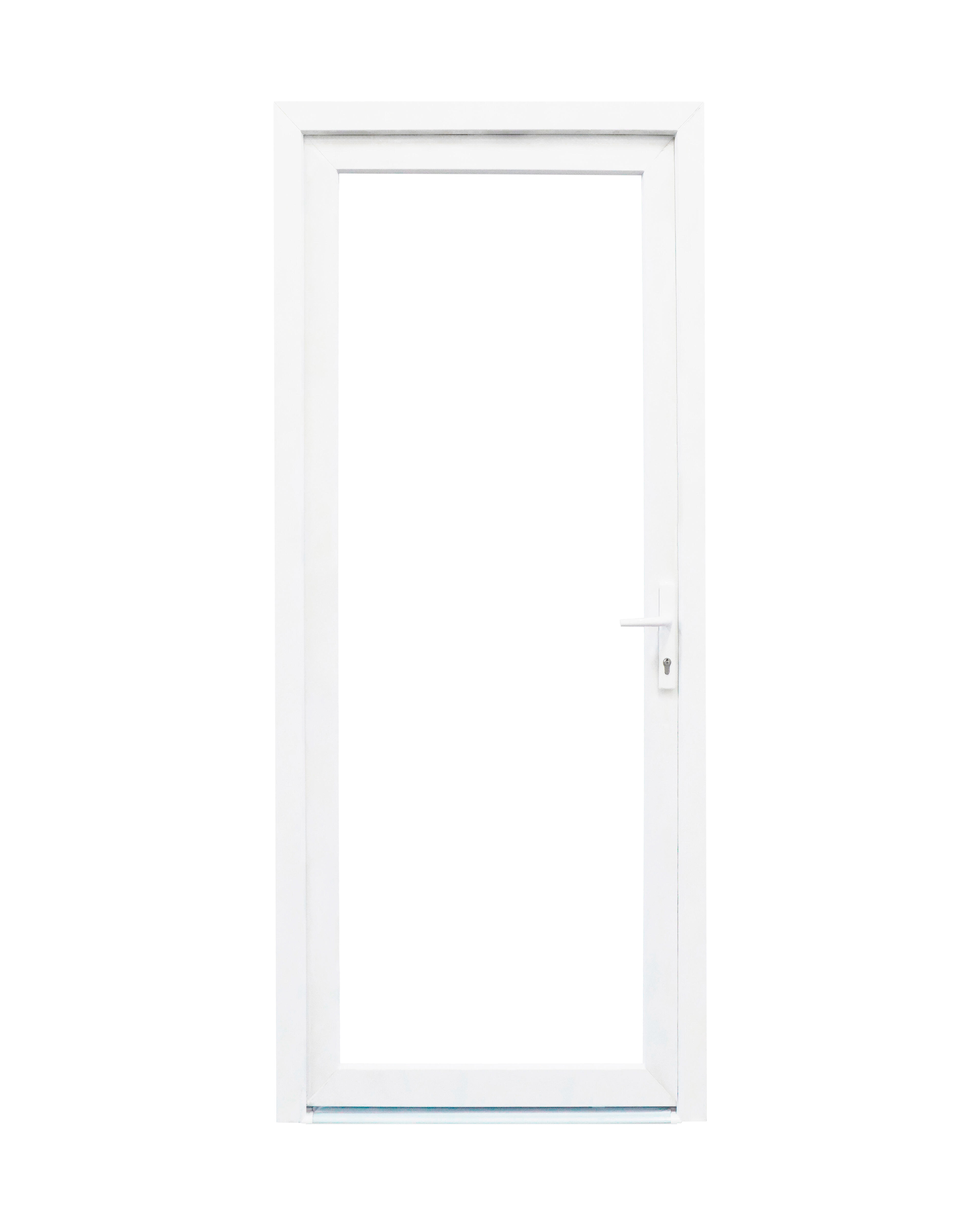 Puerta de entrada serie Basic pvc Menorca cristal transparente diseño liso color blanco apertura derecha 200x80cm - 3