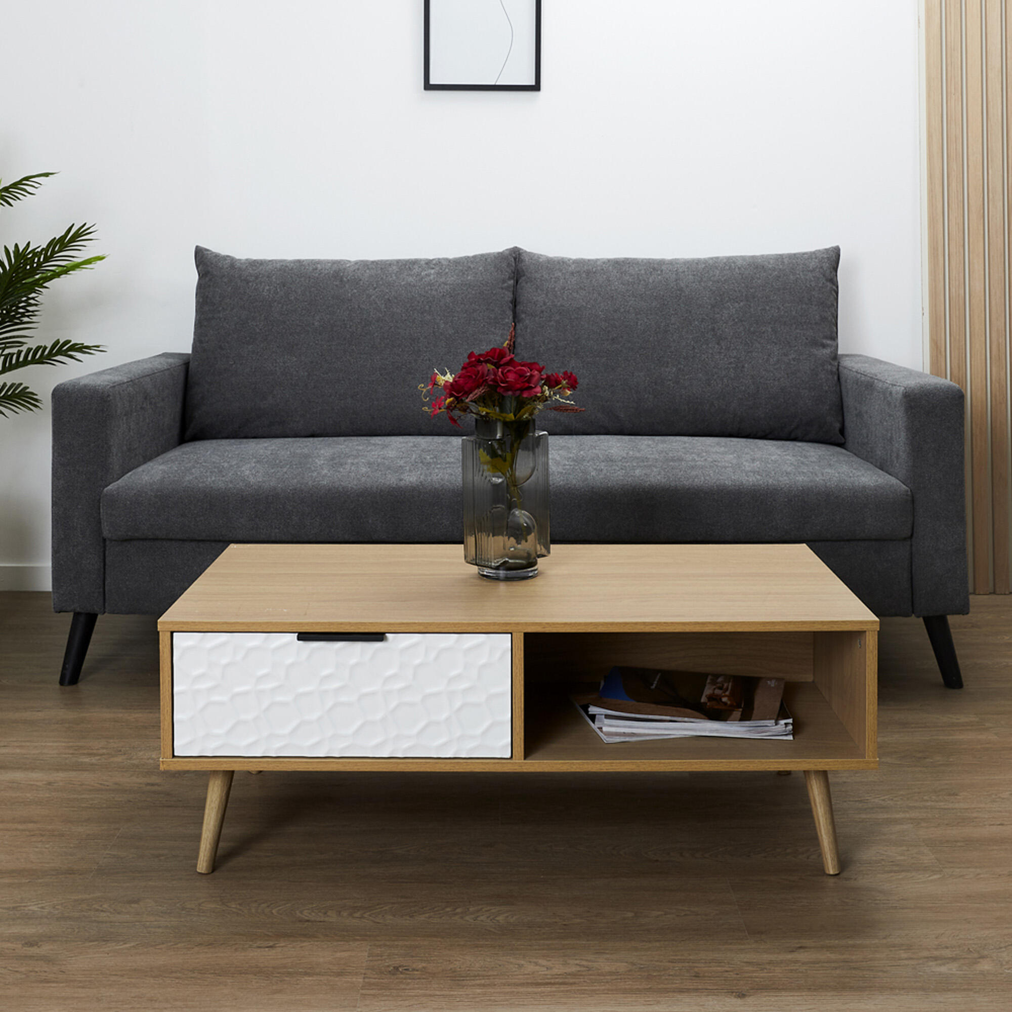 Mexa de centro sven rectangular de mdf color blanco de 100x100x50cm