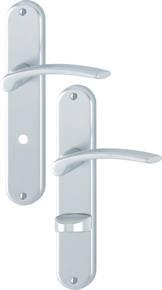 Poignée de porte sur plaque grise entraxe 195 mm à condamnation IBIZA x2 - CHAINEY