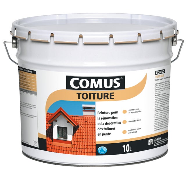 Peinture toiture décorative imperméable rouge brique 10 L - COMUS