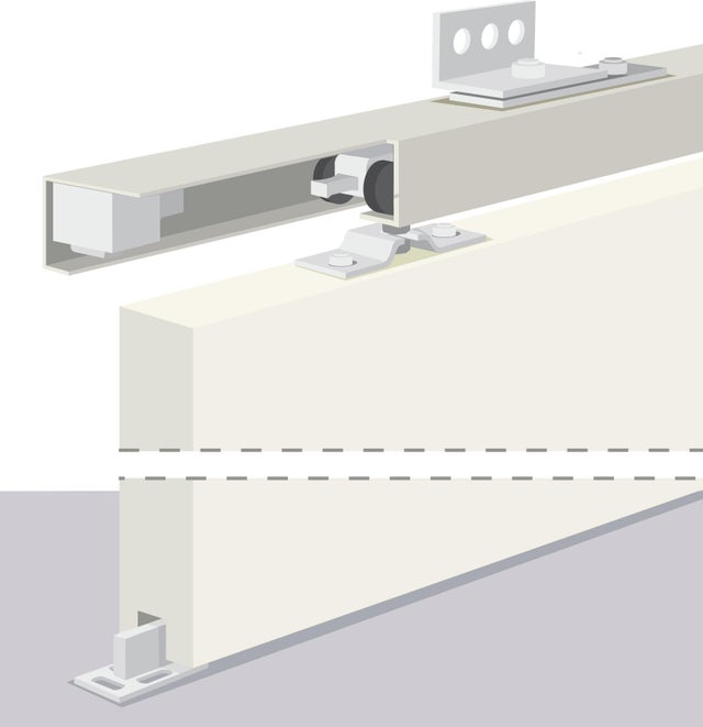 Rail pour porte coulissante Larg.93 cm maximum en applique acier