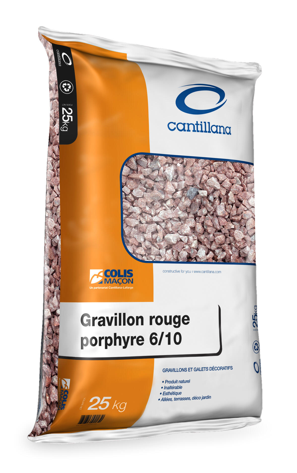 Sac gravillon décoratif porphyre rouge 6/10 mm, 25 kg Bricoman