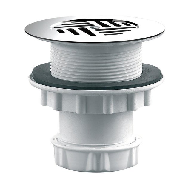 Bonde de douche à grille marguerite avec sortie verticale pour receveur Ø 60 mm