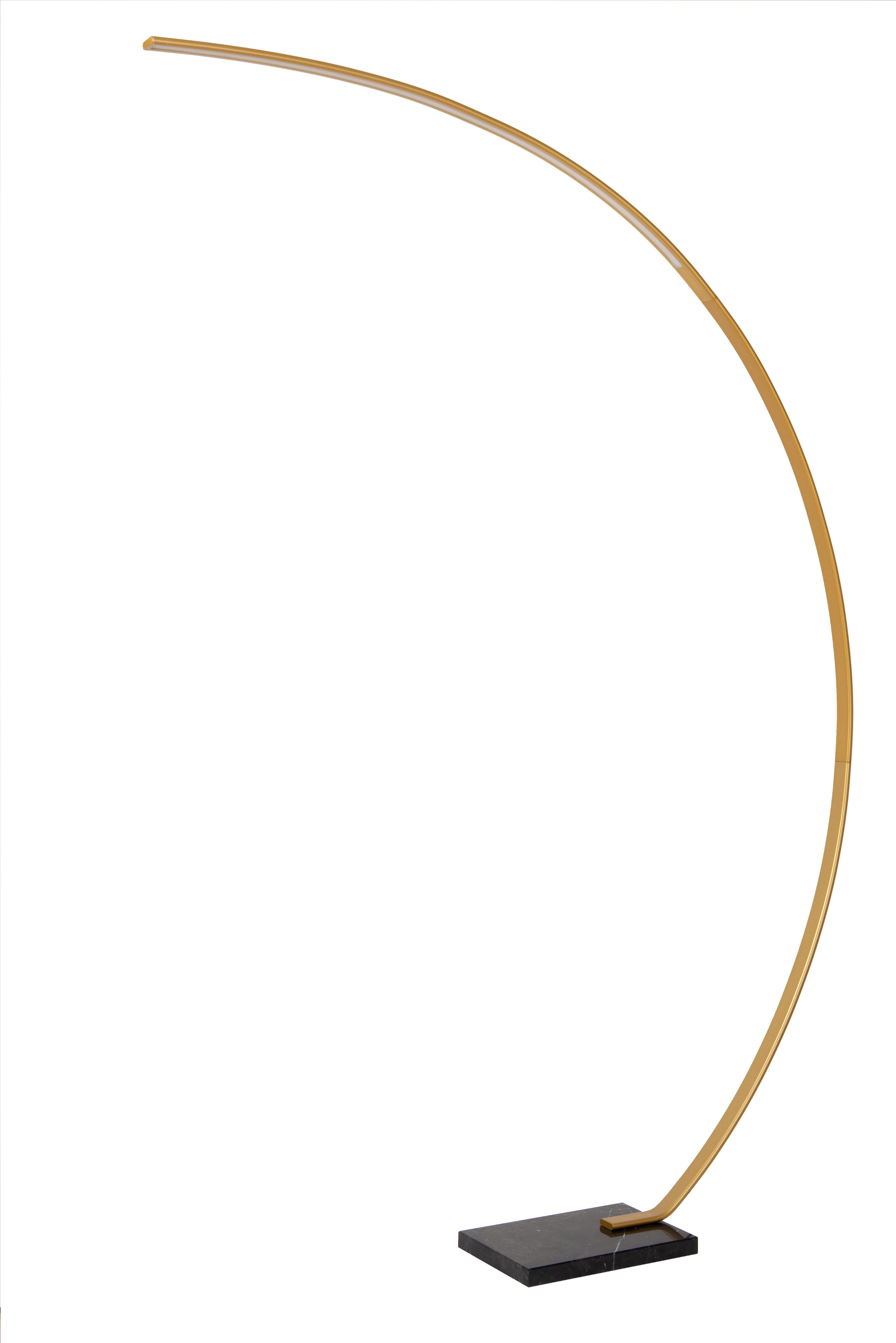 Lampadaire LED Curve avec variateur, acier, doré, H.192 cm