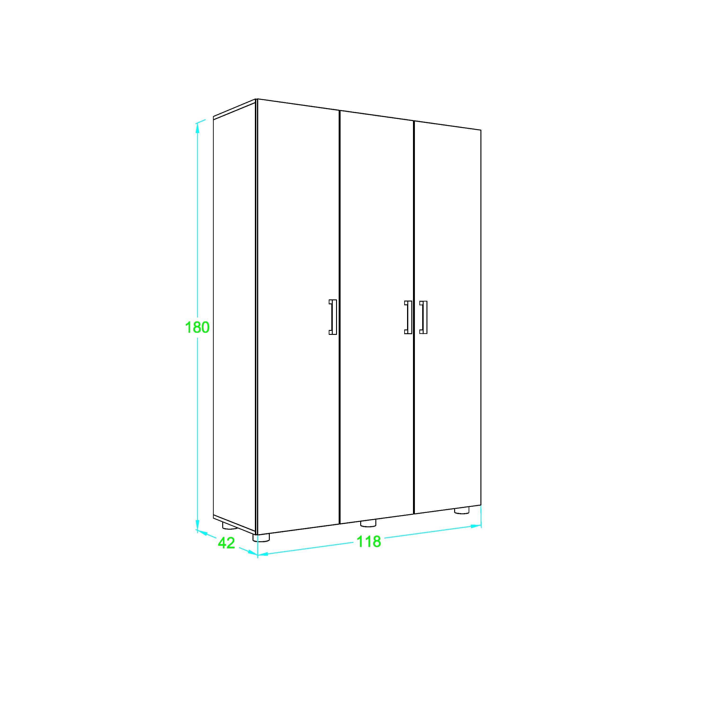 Armario alto despensero verde, 180x120x40 cm con 3 puertas - 2