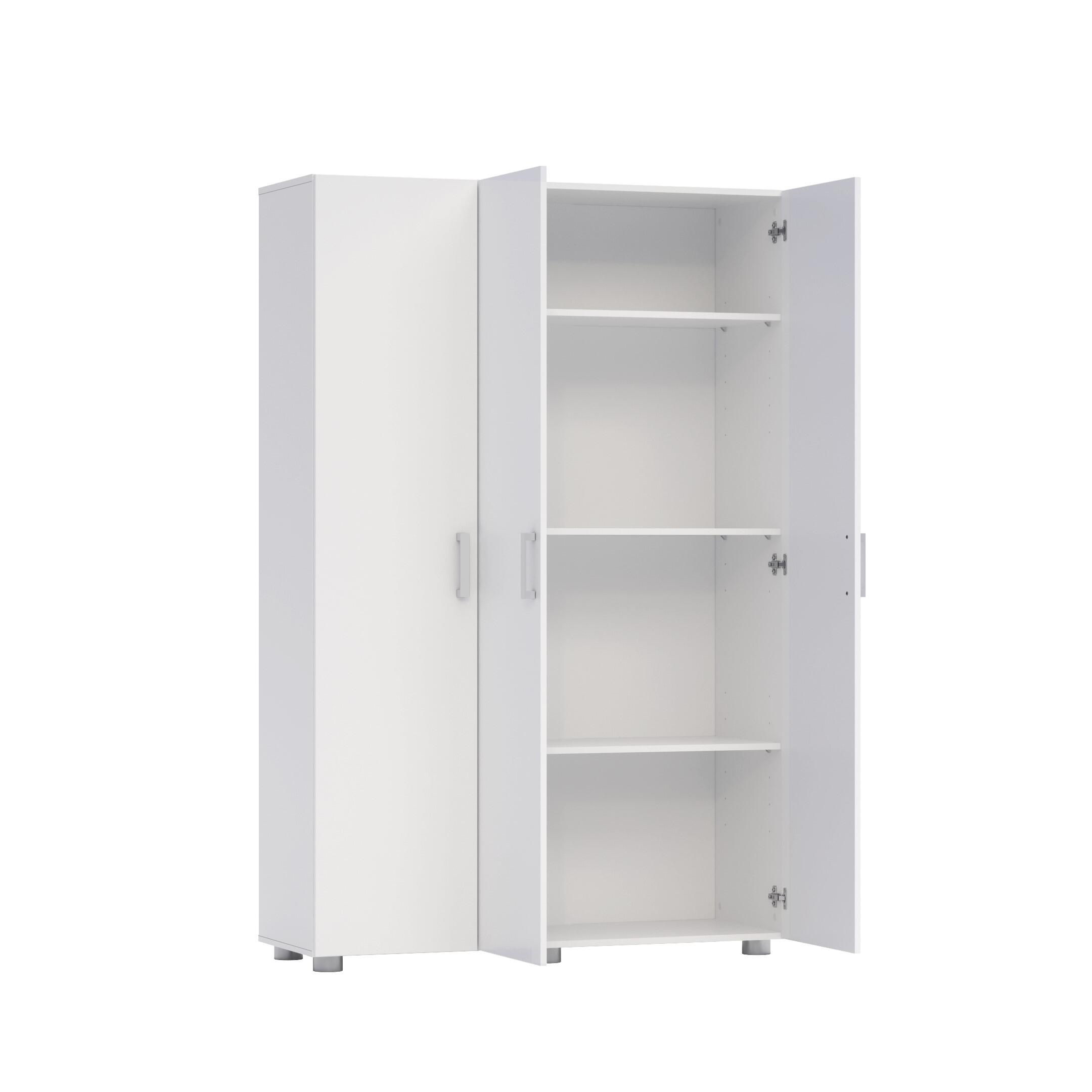 Armario escobero multiusos blanco 180x120x42 cm con 3 puertas