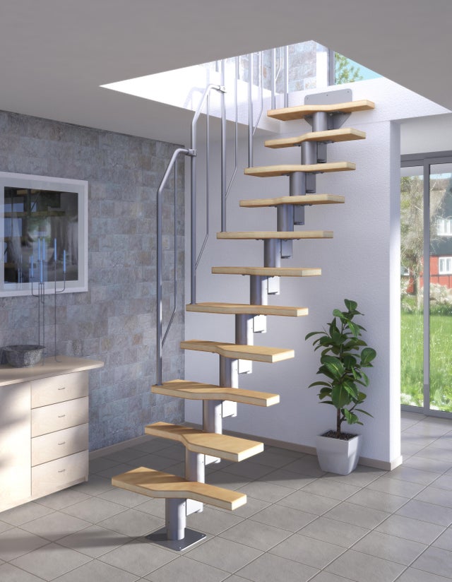 Escalier ATHENA hêtre gris RAL 9006 11 marches - SOGEM