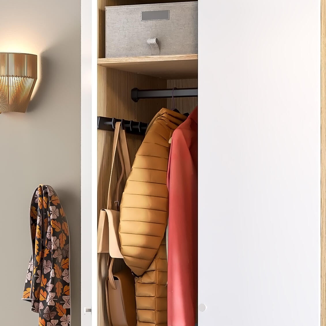 Porta cabides extraível com 8 ganchos preto Spaceo Evo'M - 4