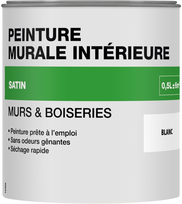 Peinture intérieure multi-support acrylique satin blanc 0,5 L
