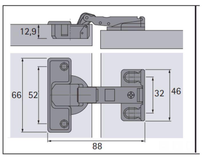 Dobradiça especial FRIGORÍFICO D35MM - 3