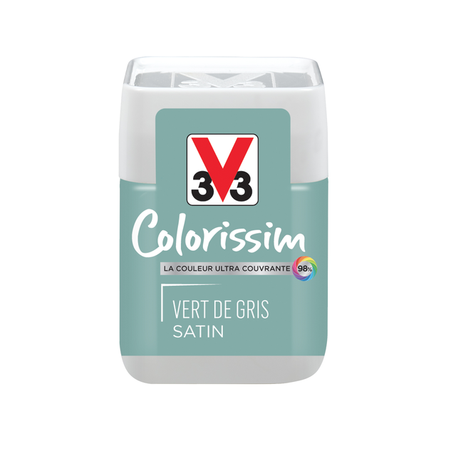 Peinture intérieure multi-supports testeur acrylique satin vert de gris 75 ml - V33 COLORISSIM