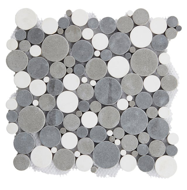 Galet pierre rond blanc/gris/taupe l.30 x L.30 cm