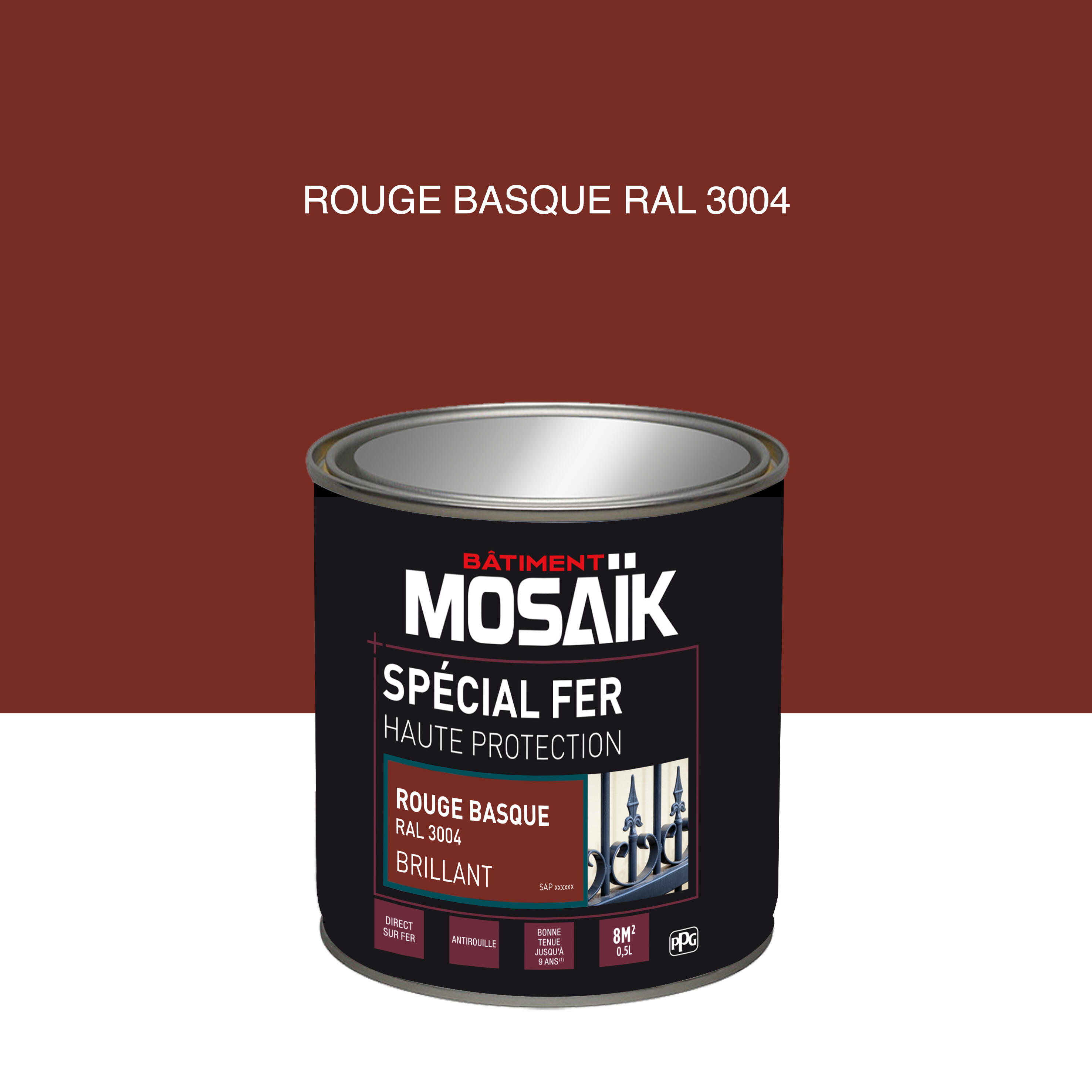 Peinture Fer Glycéro Antirouille Addict – Rouge Basque Brillant 0,5L RAL 3009