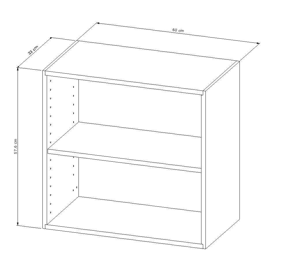 Caisson haut de cuisine l.60 x H.57,60 x P.33 cm Gris - 2