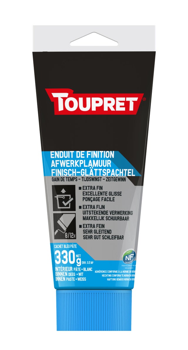 Enduit de lissage en pâte gain de temps intérieur 330 g - Cachet bleu TOUPRET