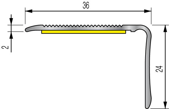 Nez de marche aluminium titanium strié auto-adhésif L.110 x l.3,60 cm 