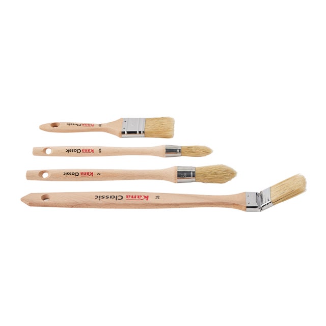 Pinceaux brosses plat, à rechampir et radiateur coudé sur plat toute peinture - KANA (lot de 4)