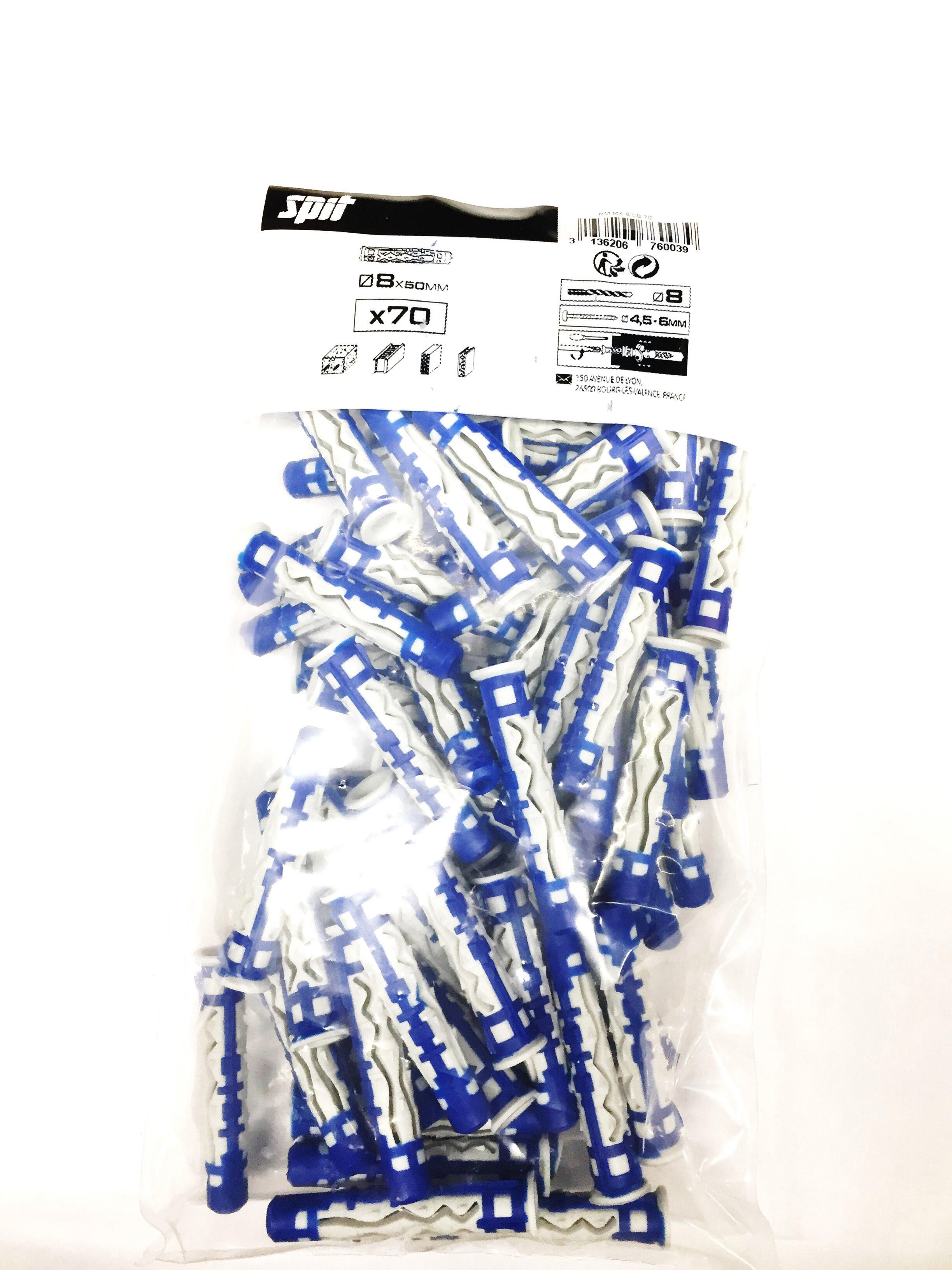 Cheville bi-matière multi-matériaux Diam.8 mm x 50 mm - SPIT (lot de 70) - 2
