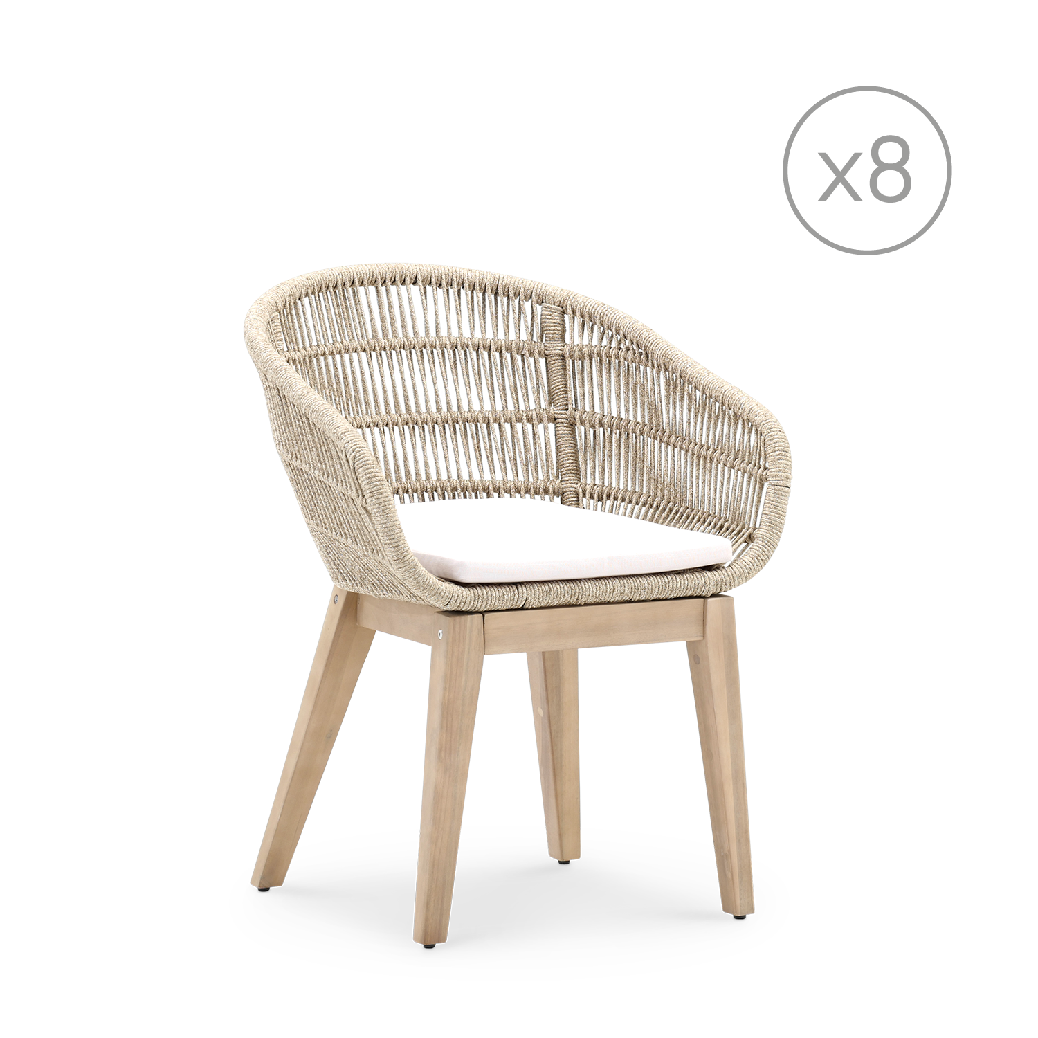 Conjunto de comedor de jardín provenza de acacia para 8 comensales