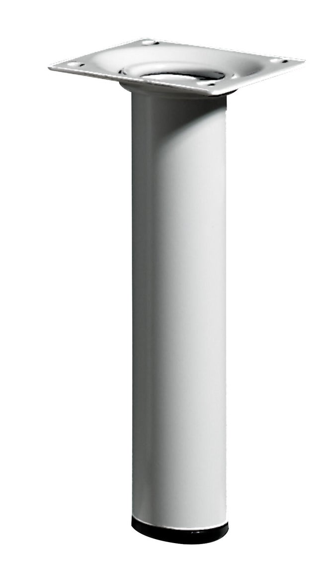 Pied de meuble rond en acier H.15 cm Diam.3 cm blanc - HETTICH