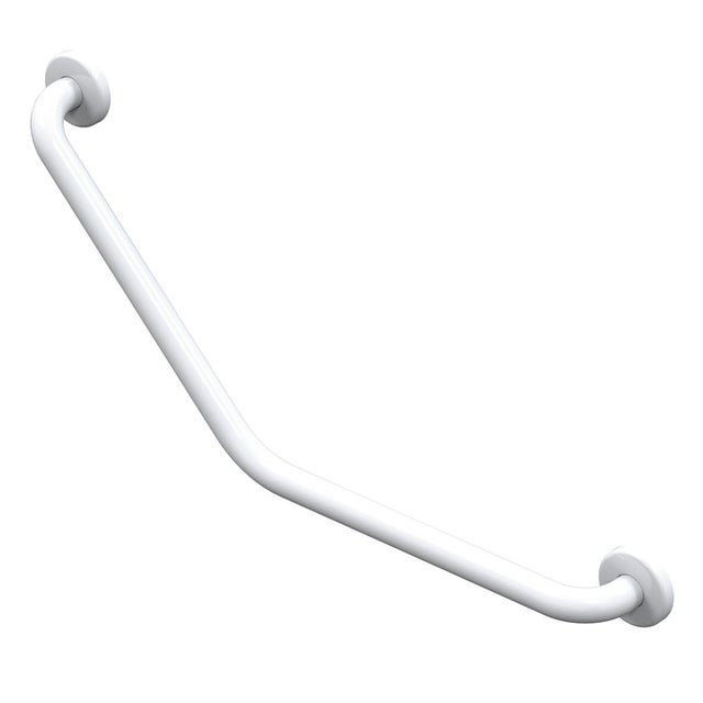 Barre d'appui coudée 135° 40 x 40 cm acier inoxydable recouvert d'époxy blanc - 01243WH-LS AKW
