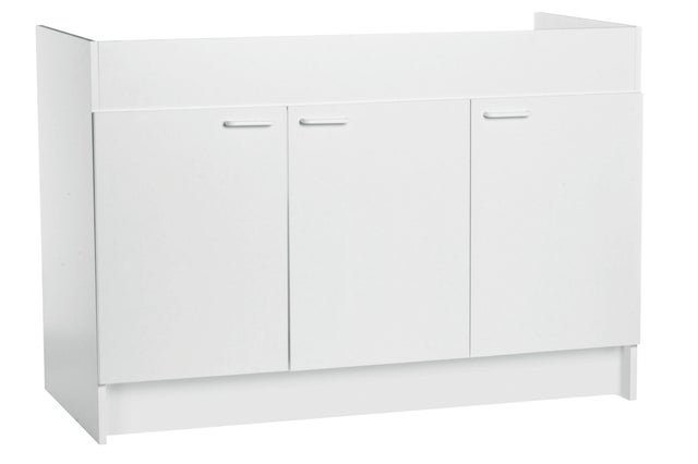 Meuble bas sous évier blanc 3 portes Larg.120 cm