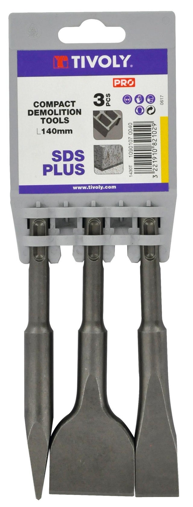 2 Pcs Burin SDS PLUS Carrelage 250x40mm/280x100mm Burin:Plat