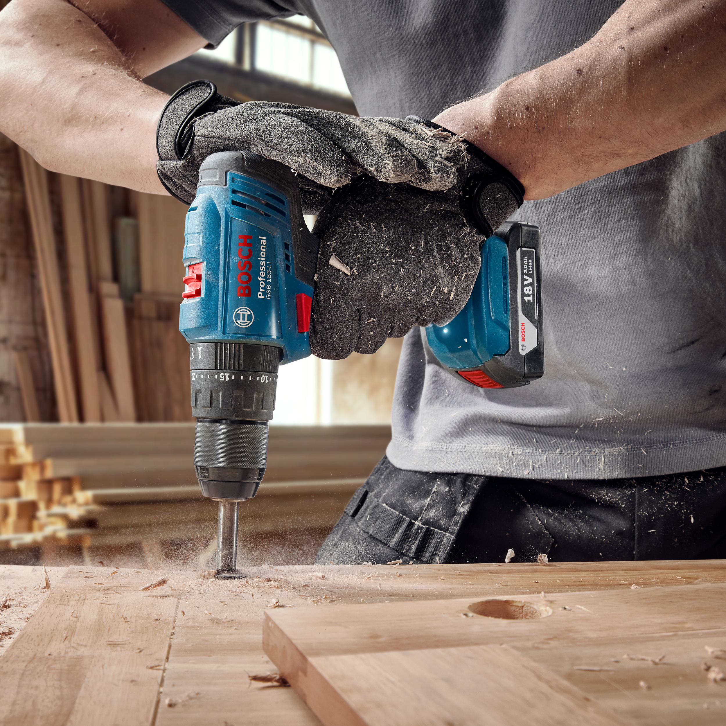 Wiertarko-wkrętarka akumulatorowa 18V 56Nm 2x2Ah GSB183 BOSCH - 5